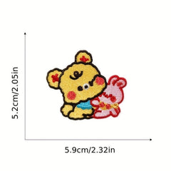 6pcs Bear Embroidered Patches Sew On Applique Repair Patch Decorations Men