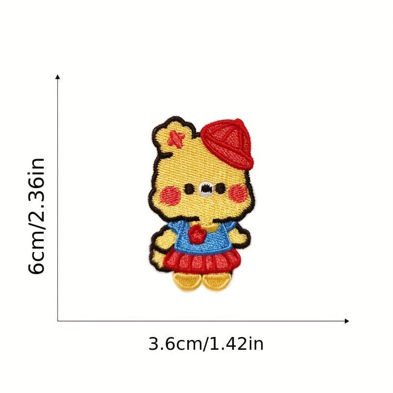 6pcs Bear Embroidered Patches Sew On Applique Repair Patch Decorations Men