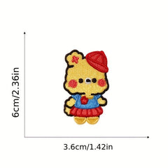 6pcs Bear Embroidered Patches Sew On Applique Repair Patch Decorations Men