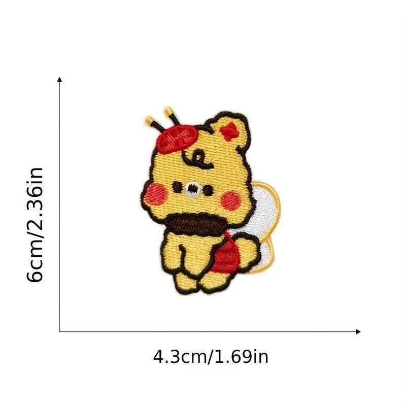 6pcs Bear Embroidered Patches Sew On Applique Repair Patch Decorations Men