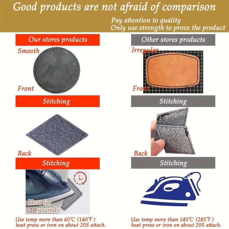 60pcs Blank Patches Laser Printing Leather Patch Iron On Sew On Repair Patch