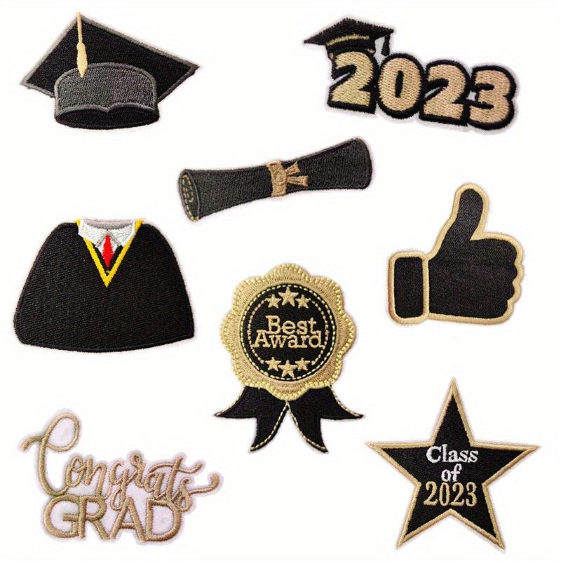 8pcs Graduation Iron On Sew On Patches Embroidered Applique DIY Crafts