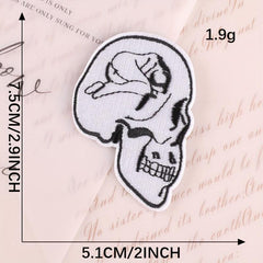 2pcs Punk Skull Embroidered Badges Iron-On Patches for Costume Decoration
