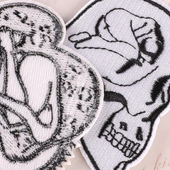 2pcs Punk Skull Embroidered Badges Iron-On Patches for Costume Decoration