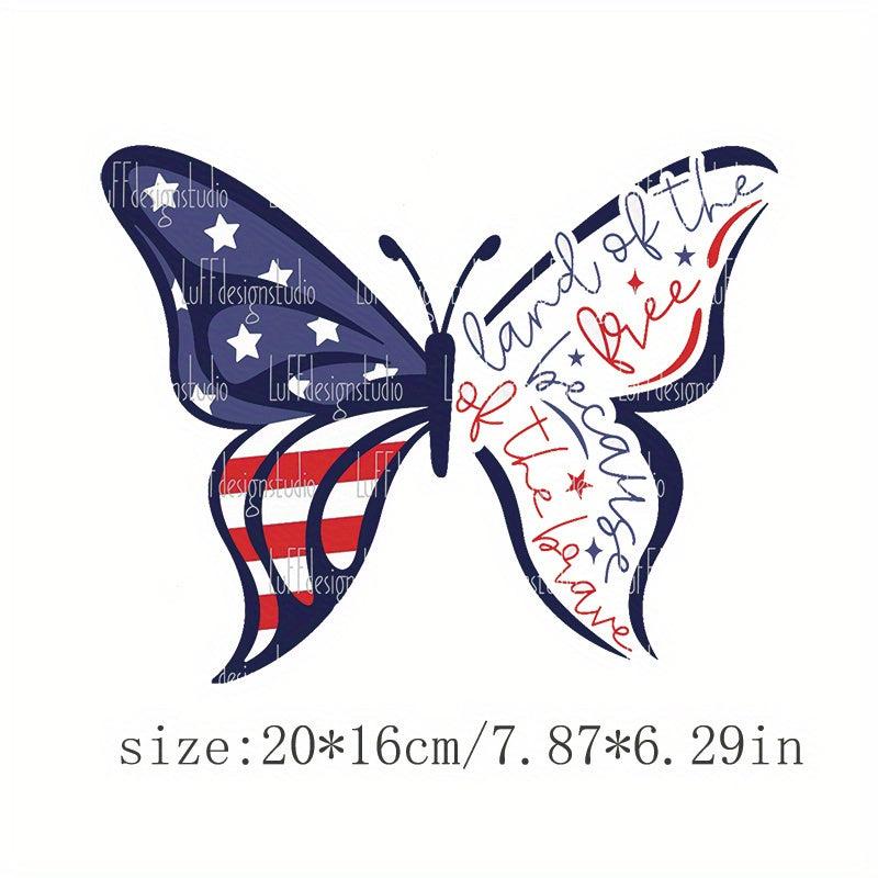National Flag Butterfly Iron On Patches For Clothing Pillow Bag