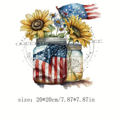 National Flag Sunflower Iron On Patches For Clothing Pillow Bag