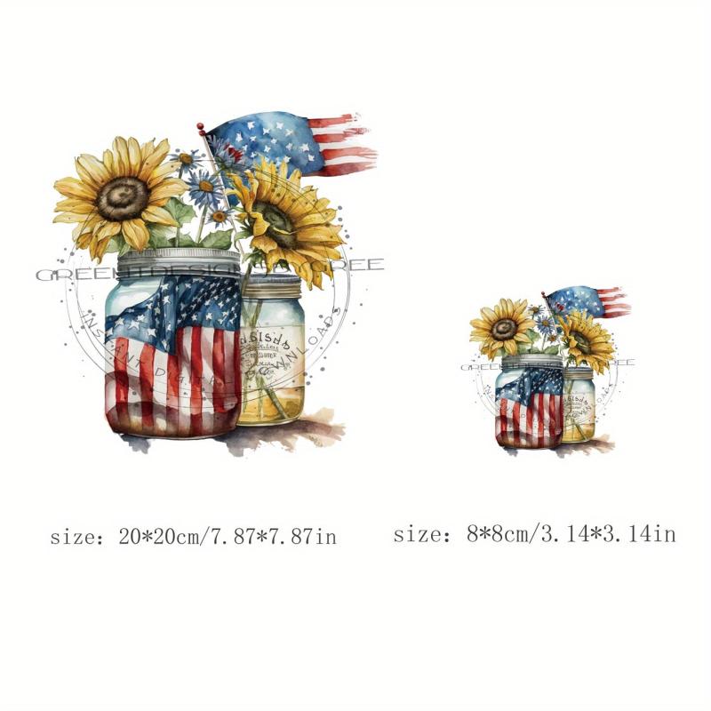 National Flag Sunflower Iron On Patches For Clothing Pillow Bag