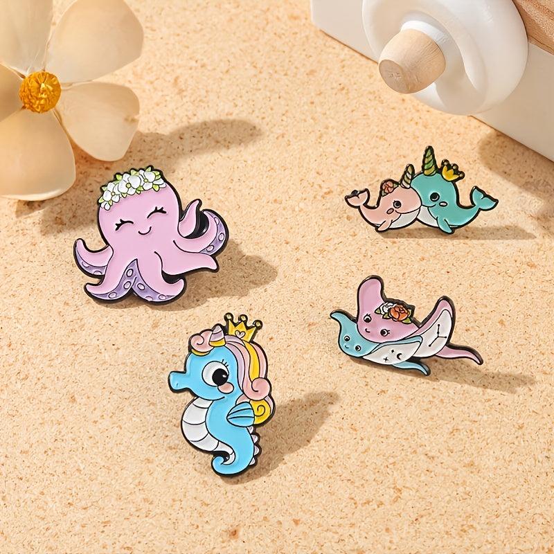 Men's Marine Animal Pattern Pink Pin