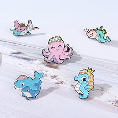 Men's Marine Animal Pattern Pink Pin