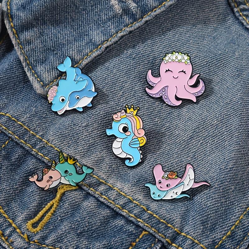 Men's Marine Animal Pattern Pink Pin