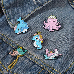 Men's Marine Animal Pattern Pink Pin