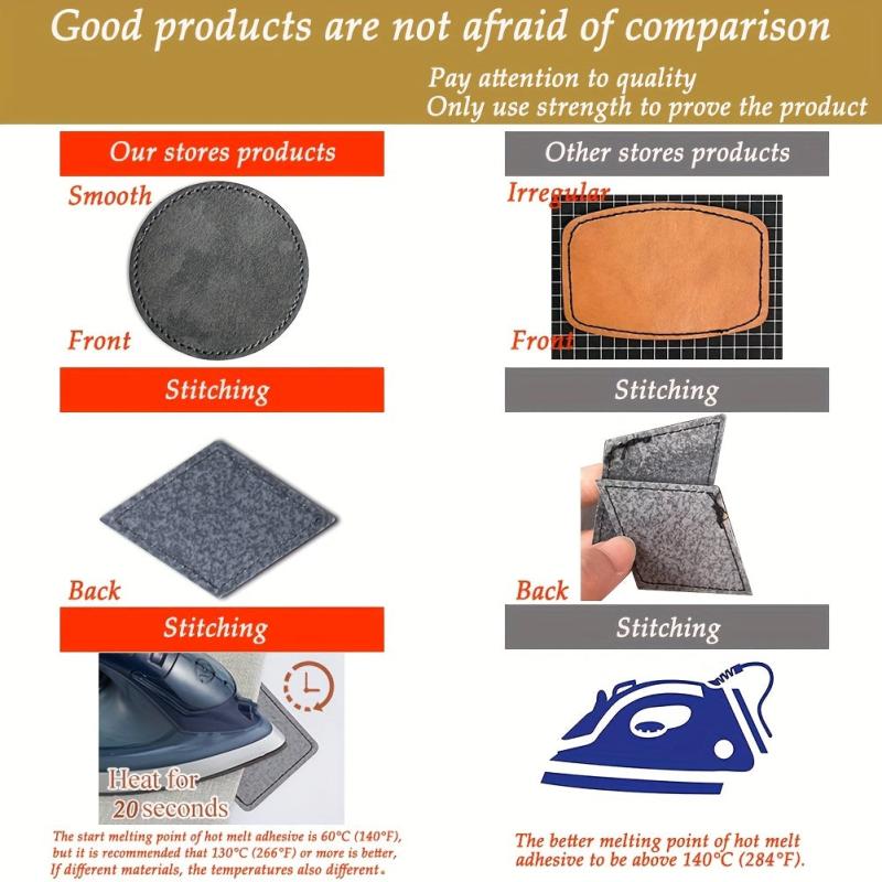 60pcs Adhesive Leather Patches Trucker Hat Iron On DIY Crafts Clothing Jacket