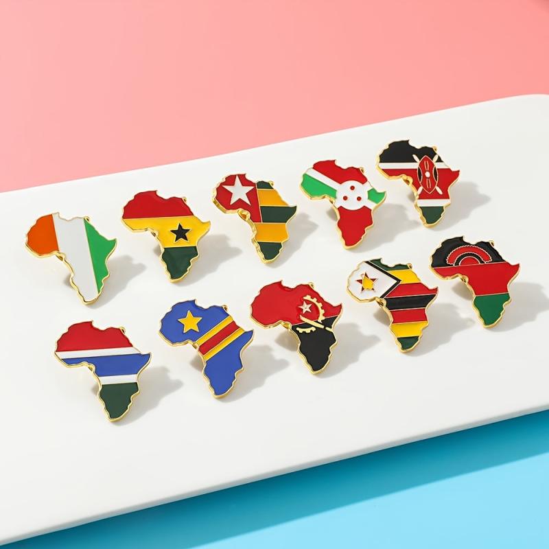World Map Brooch Africa Angola Ghana Kenya Enamel Pin Backpack Gift