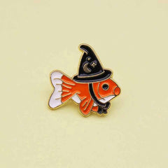 Fish Wears Magic Hat Travels World Oil Drop Brooch