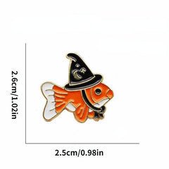 Fish Wears Magic Hat Travels World Oil Drop Brooch