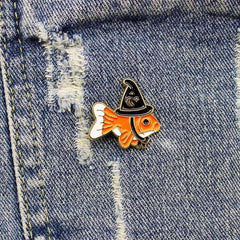 Fish Wears Magic Hat Travels World Oil Drop Brooch
