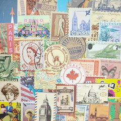 50pcs Vintage Travel Stamp Waterproof Vinyl Stickers Pack