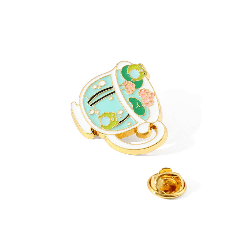 Lotus Cup Brooch Green Frog Pond