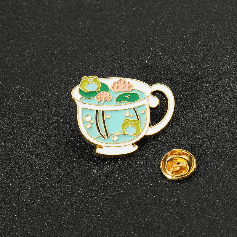 Lotus Cup Brooch Green Frog Pond