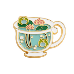 Lotus Cup Brooch Green Frog Pond
