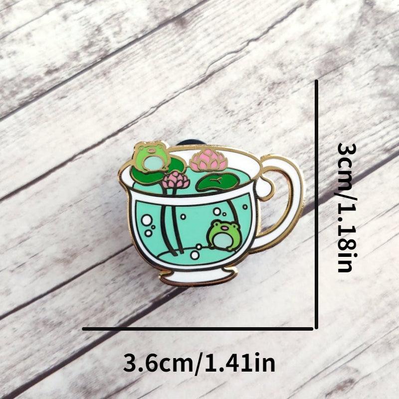 Lotus Cup Brooch Green Frog Pond