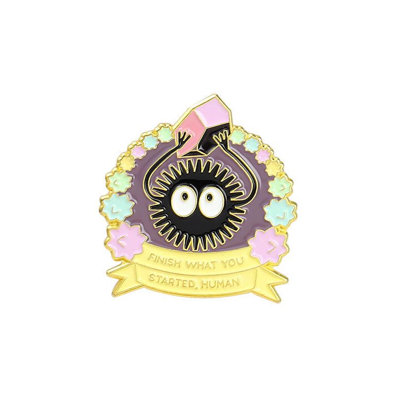 Cartoon Enamel Pin Girl And Cat Brooch