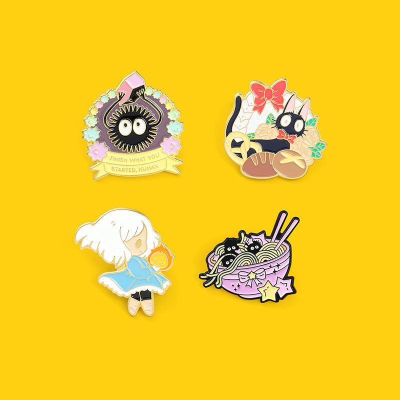Cartoon Enamel Pin Girl And Cat Brooch