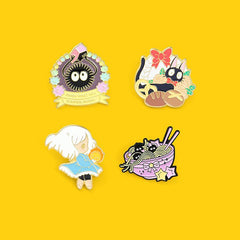 Cartoon Enamel Pin Girl And Cat Brooch