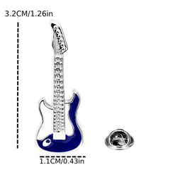 Delicate Guitar Instrument Collar Pin For Men