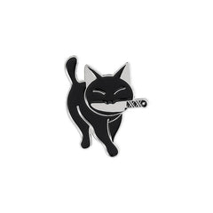 Cute Enamel Cat Handle Brooch Pin