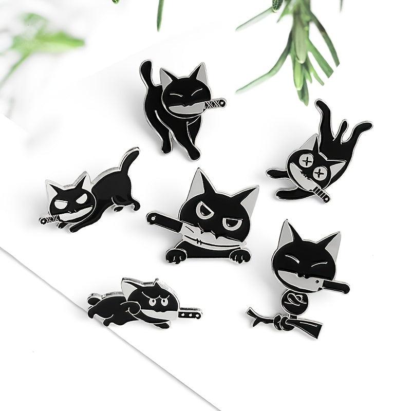 Cute Enamel Cat Handle Brooch Pin