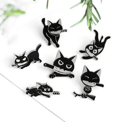 Cute Enamel Cat Handle Brooch Pin