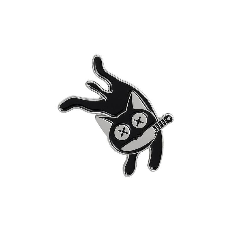 Cute Enamel Cat Handle Brooch Pin