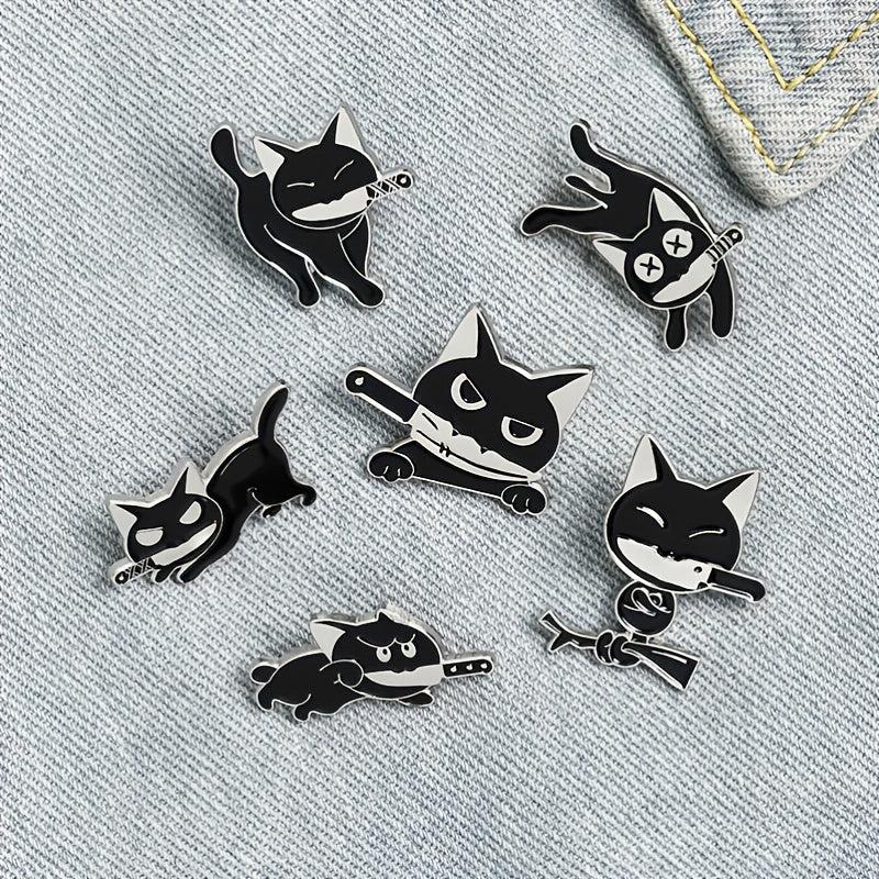 Cute Enamel Cat Handle Brooch Pin