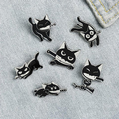 Cute Enamel Cat Handle Brooch Pin