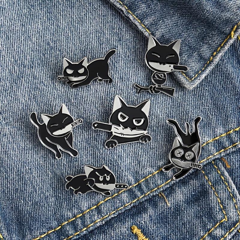 Cute Enamel Cat Handle Brooch Pin