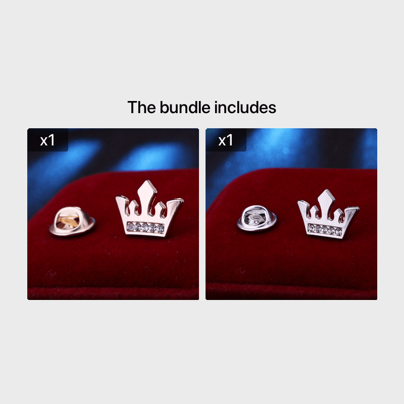 Men's Small Crown Brooch Shirt Collar Pin