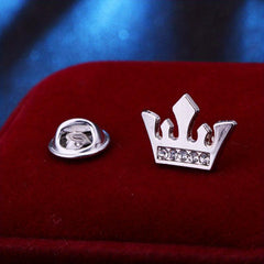 Men's Small Crown Brooch Shirt Collar Pin