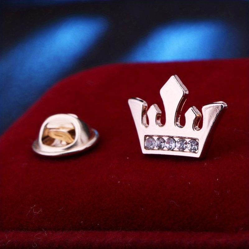Men's Small Crown Brooch Shirt Collar Pin
