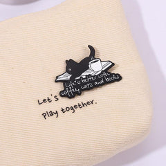 Aluminum Cat Coffee Brooch