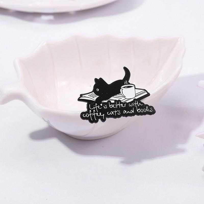 Aluminum Cat Coffee Brooch