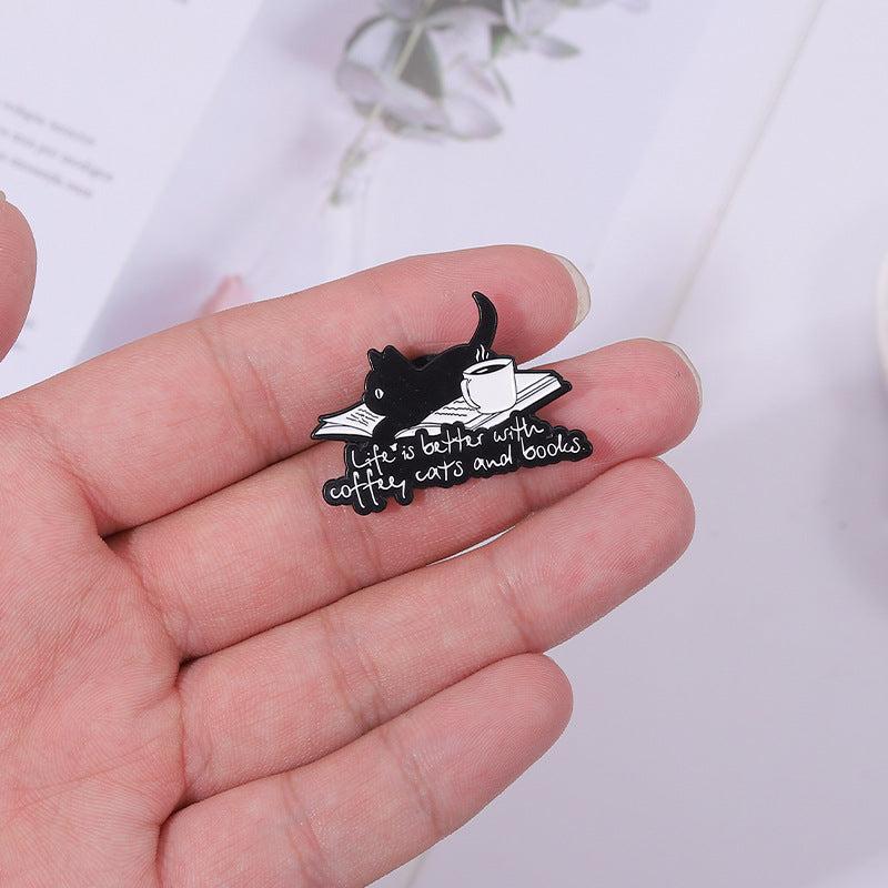 Aluminum Cat Coffee Brooch