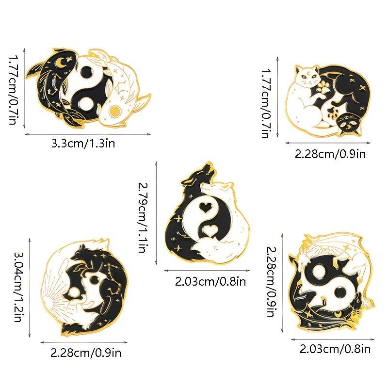Yin Yang Eight Trigrams Enamel Pins Lucky Koi Brooch
