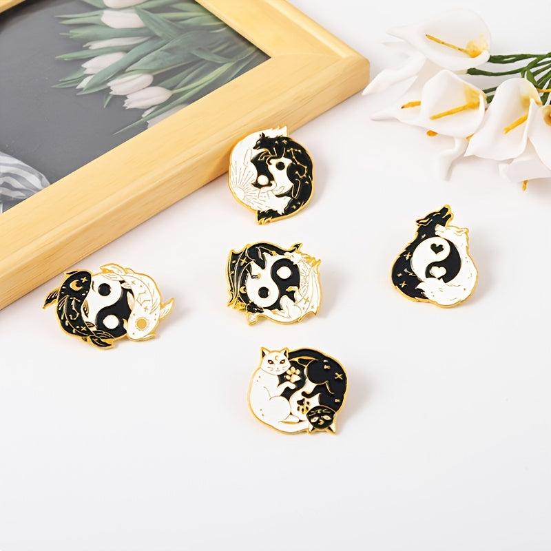 Yin Yang Eight Trigrams Enamel Pins Lucky Koi Brooch