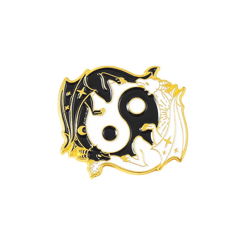 Yin Yang Eight Trigrams Enamel Pins Lucky Koi Brooch