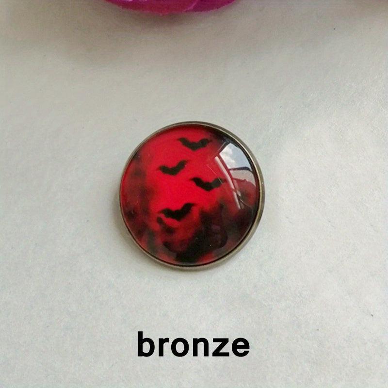 Blood And Bat Glass Brooch Dracula Witchcraft Round Brooch