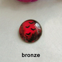 Blood And Bat Glass Brooch Dracula Witchcraft Round Brooch
