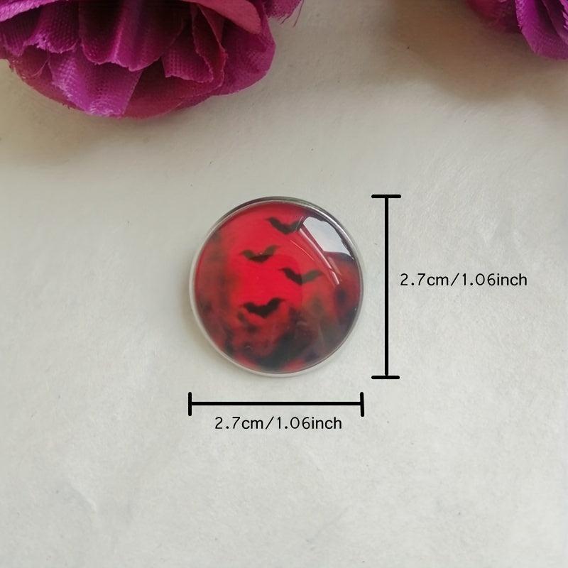 Blood And Bat Glass Brooch Dracula Witchcraft Round Brooch