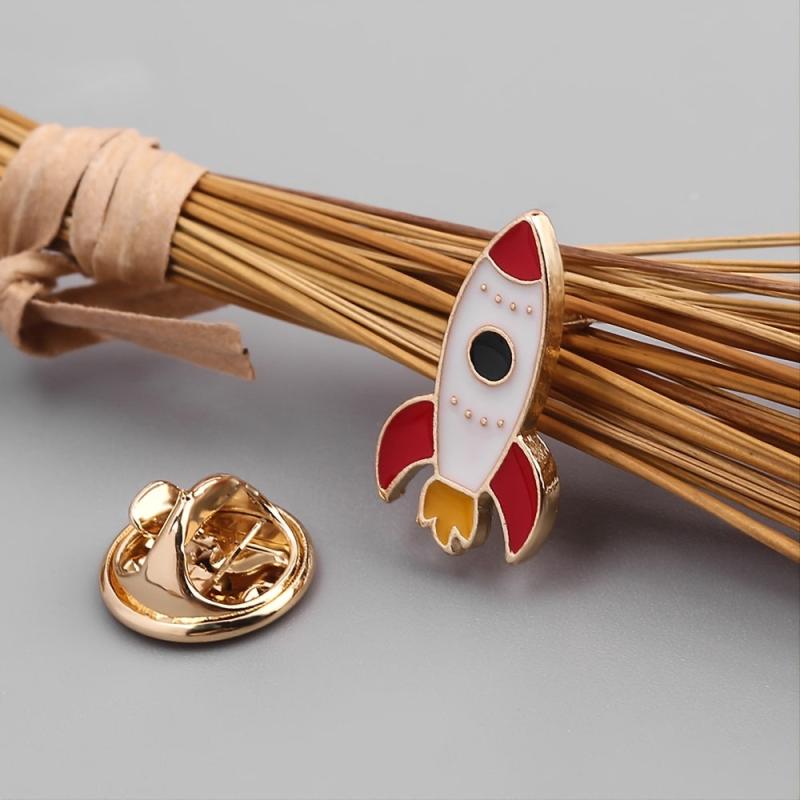 Cartoon Rocket Brooch Mini Enamel Pin Backpack Clothing Accessories