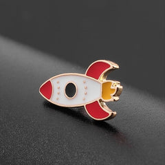 Cartoon Rocket Brooch Mini Enamel Pin Backpack Clothing Accessories